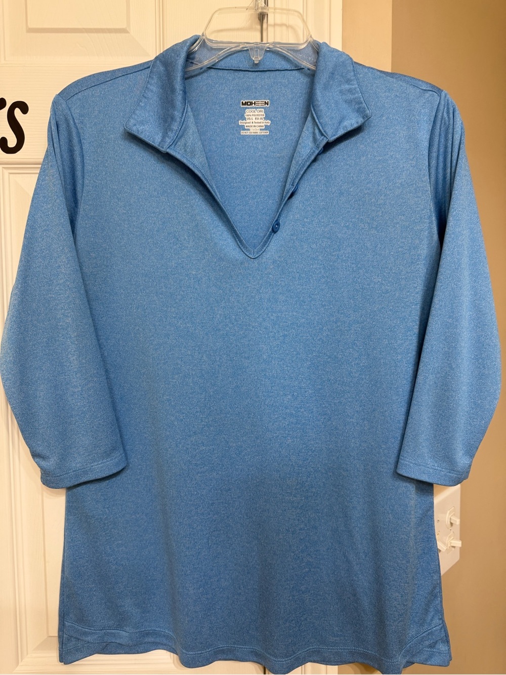 Blue V-Neck Polo Tunic - Women's Blouse